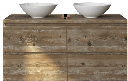 Badkamermeubelset Gliss Zeus 140 cm Donker Grenen Met Waskom