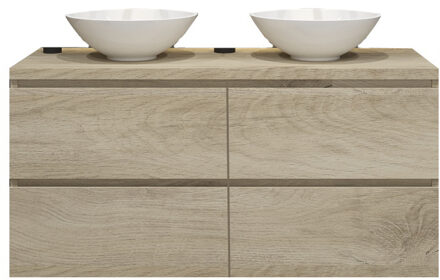 Badkamermeubelset Gliss Zeus 140 cm Licht Grijs Eiken Met Waskom