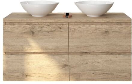 Badkamermeubelset Gliss Zeus 140 cm Moeras Eiken Met Waskom