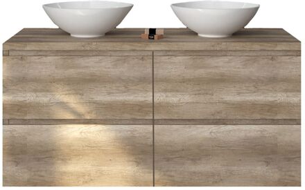 Badkamermeubelset Gliss Zeus 140 cm Oud Grijs Eiken Met Waskom
