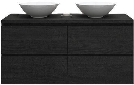 Badkamermeubelset Gliss Zeus 140 cm Zwart Eiken Met Waskom
