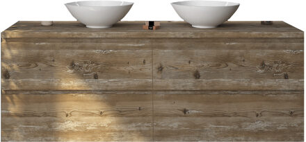 Badkamermeubelset Gliss Zeus 160 cm Donker Grenen Met Waskom