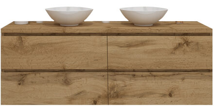Badkamermeubelset Gliss Zeus 160 cm Natuur Eiken Met Waskom