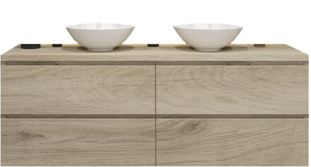 Badkamermeubelset Gliss Zeus 180 cm Licht Grijs Eiken Met Waskom