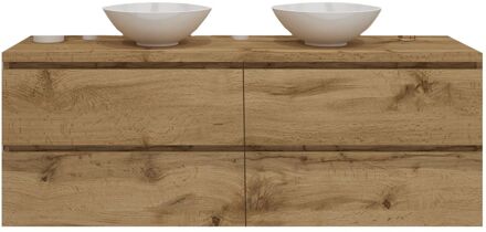 Badkamermeubelset Gliss Zeus 180 cm Natuur Eiken Met Waskom