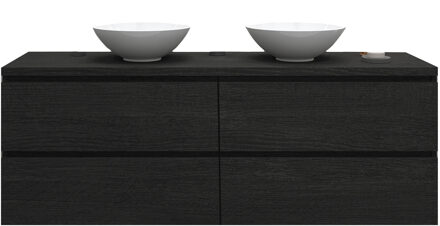Badkamermeubelset Gliss Zeus 180 cm Zwart Eiken Met Waskom