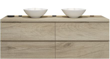 Badkamermeubelset Gliss Zeus 200 cm Licht Grijs Eiken Met Waskom