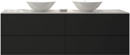 Badkamermeubelset Gliss Zeus 200 cm Mat Zwart Met Waskom