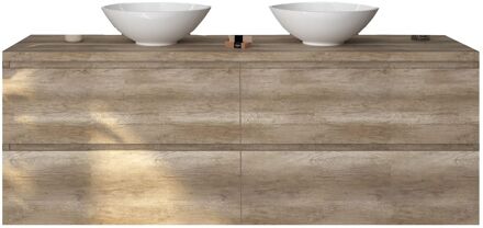 Badkamermeubelset Gliss Zeus 200 cm Oud Grijs Eiken Met Waskom