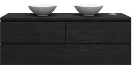 Badkamermeubelset Gliss Zeus 200 cm Zwart Eiken Met Waskom