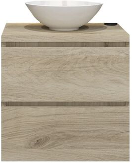 Badkamermeubelset Gliss Zeus 60 cm Licht Grijs Eiken Met Waskom
