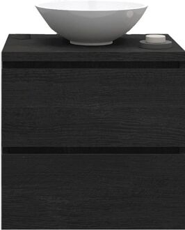 Badkamermeubelset Gliss Zeus 60 cm Zwart Eiken Met Waskom
