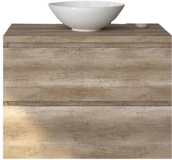 Badkamermeubelset Gliss Zeus 80 cm Oud Grijs Eiken Met Waskom