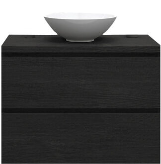 Badkamermeubelset Gliss Zeus 80 cm Zwart Eiken Met Waskom