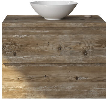 Badkamermeubelset Gliss Zeus 90 cm Donker Grenen Met Waskom