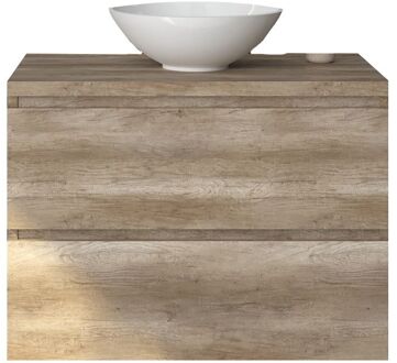 Badkamermeubelset Gliss Zeus 90 cm Oud Grijs Eiken Met Waskom