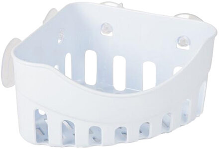 Badkamerorganizer - met zuignappen - wit - 20 x 20 x 11 cm - hoekmodel
