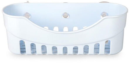 Badkamerorganizer - met zuignappen - wit - 31 x 10 x 11 cm - bakje