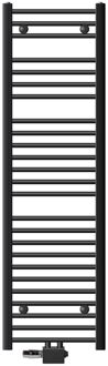 badkamerradiator Sahara 400 x 1500 mm antraciet gebogen met middenaansluiting incl. aansluitset met thermostaat Zwart