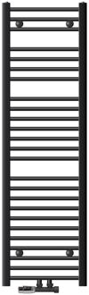 Badkamerradiator Sahara 400x1500 mm antraciet gebogen met middenaansluiting incl. aansluitset met thermostaat Zwart