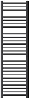 Badkamerradiator Sahara 400x1500 mm antraciet gebogen met zijaansluiting LuxeBath Zwart