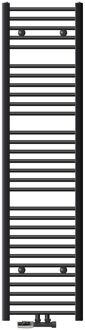 Badkamerradiator Sahara 400x1800 mm antraciet gebogen met middenaansluiting en set voor wandaansluiting Zwart