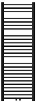 Badkamerradiator Sahara 500x1500 mm Zwart mat recht met middenaansluiting Designradiator