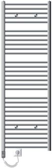 Badkamerradiator Sahara 600 x 1800 mm Chroom gebogen met zijaansluiting + verwarmingselement 1200W Zilverkleurig