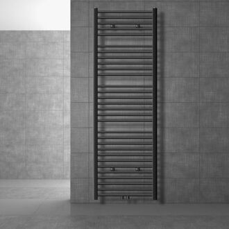 Badkamerradiator Sahara 600x1800 mm antraciet gebogen met middenaansluiting LuxeBath Zwart