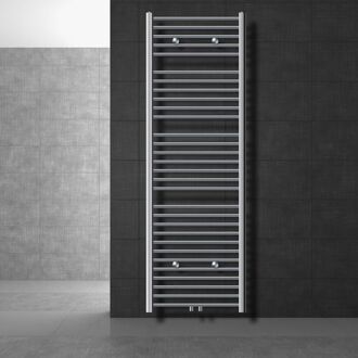 Badkamerradiator Sahara 600x1800 mm chroom gebogen met middenaansluiting LuxeBath Zilverkleurig