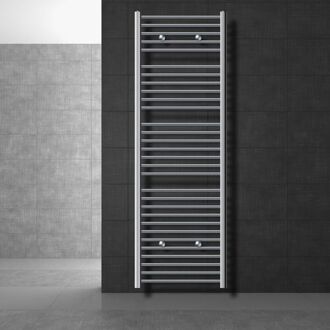 Badkamerradiator Sahara 600x1800 mm chroom gebogen met zijaansluiting LuxeBath Zilverkleurig