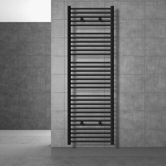 Badkamerradiator Sahara 600x1800 mm zwart mat gebogen met zijaansluiting LuxeBath