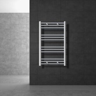 Badkamerradiator Sahara 600x800 mm chroom gebogen met zijaansluiting LuxeBath Zilverkleurig