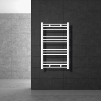 Badkamerradiator Sahara 600x800 mm wit gebogen met zijaansluiting LuxeBath