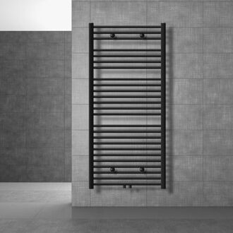 Badkamerradiator Sahara 750x1500 mm zwart mat recht met middenaansluiting LuxeBath