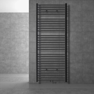 Badkamerradiator Sahara 750x1800 mm antraciet recht met middenaansluiting LuxeBath Zwart