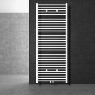 Badkamerradiator Sahara 750x1800 mm wit gebogen met middenaansluiting LuxeBath