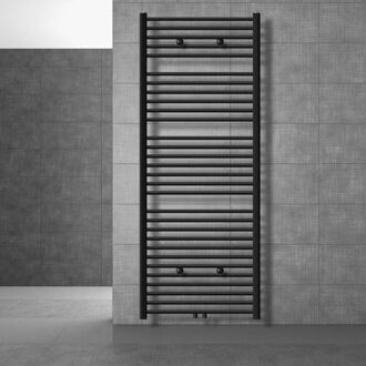 Badkamerradiator Sahara 750x1800 mm zwart mat gebogen met middenaansluiting LuxeBath