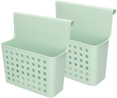 Badkamerrekje - 2x stuks - mintgroen - douche opbergmandje - 26x24 cm