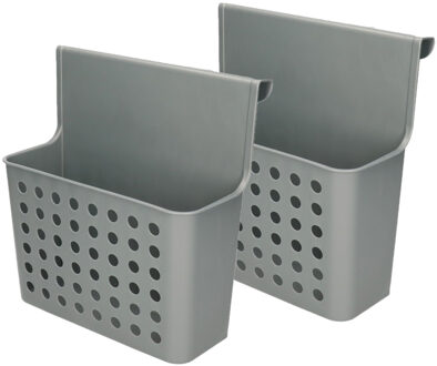 Badkamerrekje - 2x stuks - zilverkleurig - douche opbergmandje - 26x24 cm