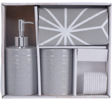 Badkamerset 3-delig grijs keramiek - Badkameraccessoireset