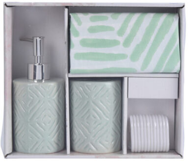 Badkamerset 3-delig groen keramiek - Badkameraccessoireset