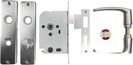 Badkamerslot + Langschild Deurbeslag Wc Aluminium 63/8 Mm
