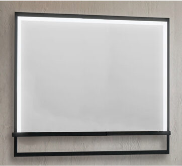 Badkamerspiegel Casajoy 100x70 cm met Planchet, Ledverlichting en Anticondens Zwart Casajoy