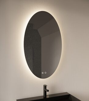 Badkamerspiegel Gliss Oval VERTICAAL LED Verlichting Met Spiegelverwarming 100x60 cm