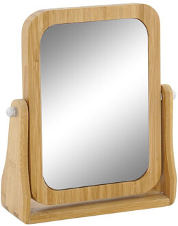Badkamerspiegel / make-up spiegel bamboe hout 22 x 6 x 22 - Make-up spiegeltjes