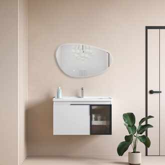 Badkamerspiegel met LED Verlichting en Verwarming 120cm - Afimera Nova - Randloos - Wandspiegel Organische Vorm - Touch Bediening - Dimbaar - Aanpasbare Lichtkleur Helder/Koud wit;Warm wit;Natuurlijk wit