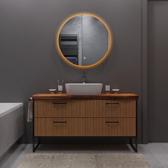 Badkamerspiegel met LED Verlichting en Verwarming 40cm - Afimera Luna - Randloos - Wandspiegel Rond - Touch Bediening - Dimbaar - Aanpasbare Lichtkleur Helder/Koud wit;Warm wit;Natuurlijk wit