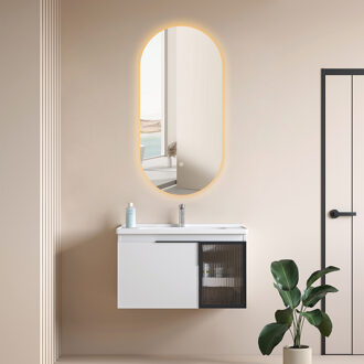 Badkamerspiegel met LED Verlichting en Verwarming 40x75cm - Afimera Ellips - Randloos - Wandspiegel Ovaal - Touch Bediening - Dimbaar - Aanpasbare Lichtkleur Helder/Koud wit;Warm wit;Natuurlijk wit
