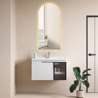 Badkamerspiegel met LED Verlichting en Verwarming 45x100cm - Afimera Archtoog - Randloos - Wandspiegel Ovaal - Touch Bediening - Dimbaar - Aanpasbare Lichtkleur Helder/Koud wit;Warm wit;Natuurlijk wit